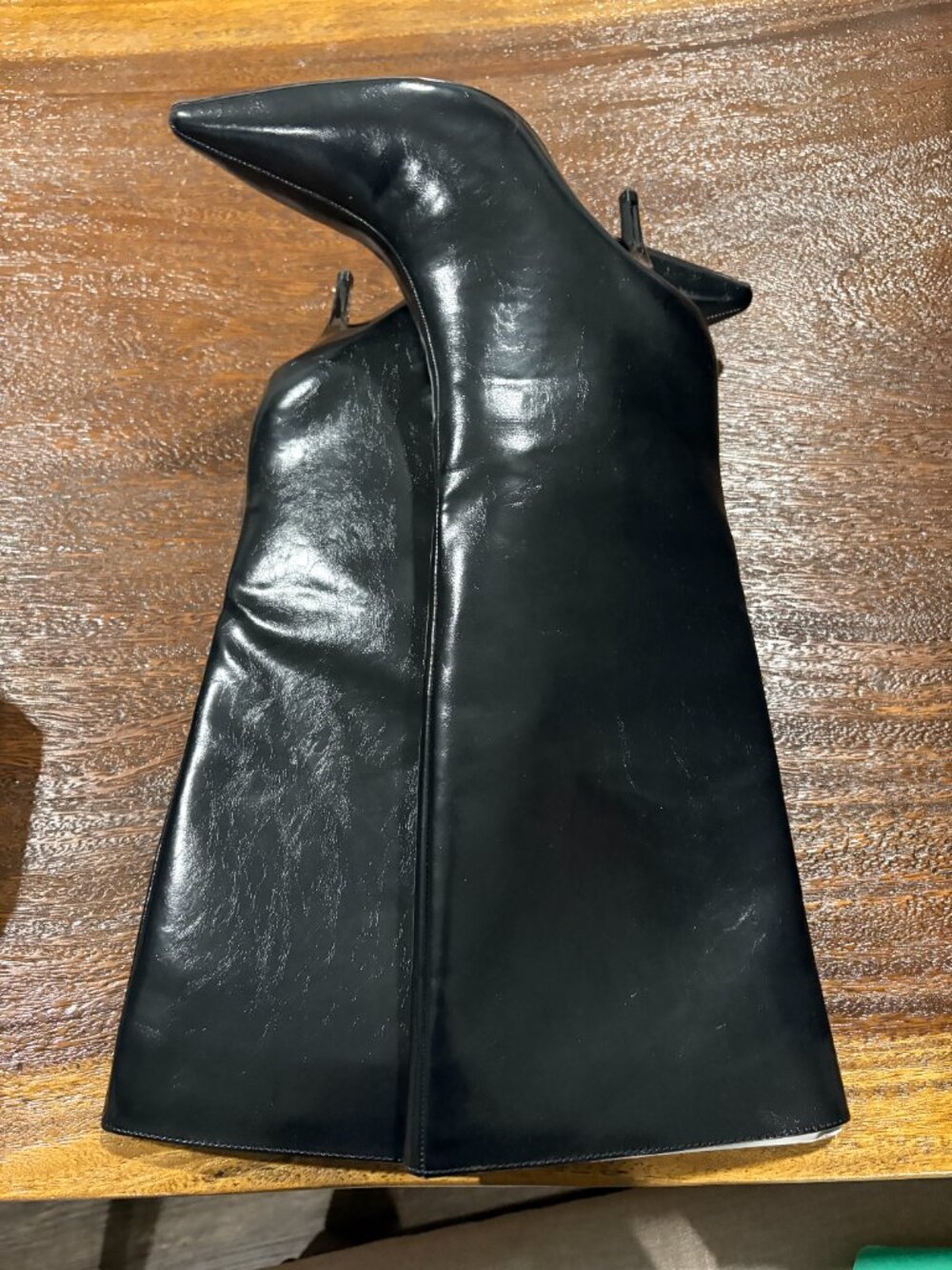 KITTEN HEEL HIGH BOOTS Black Patent Polyester sz 7.5 7 1/2 NWT NEW - Picture 5 of 5
